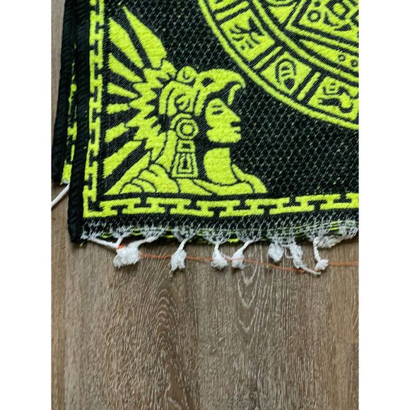 Vintage Mexican Mayan Calendar Aztec Reversible Blanket Serape Tijuana Poncho - Picture 2 of 11